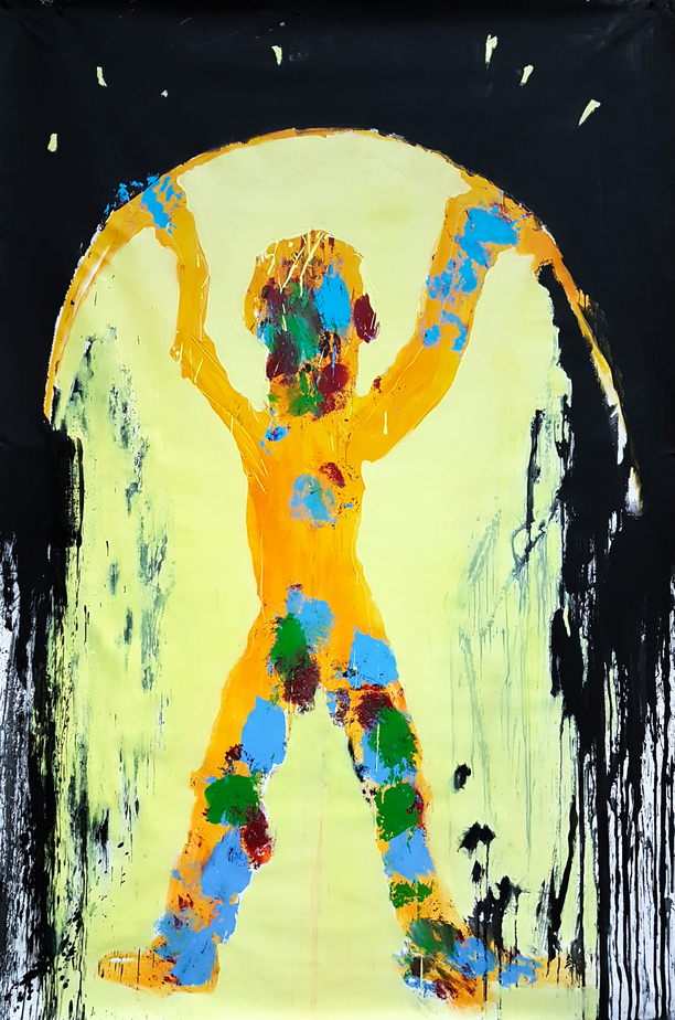 In the Door, 2018, acrylics on canvas, 210 x 170 cm