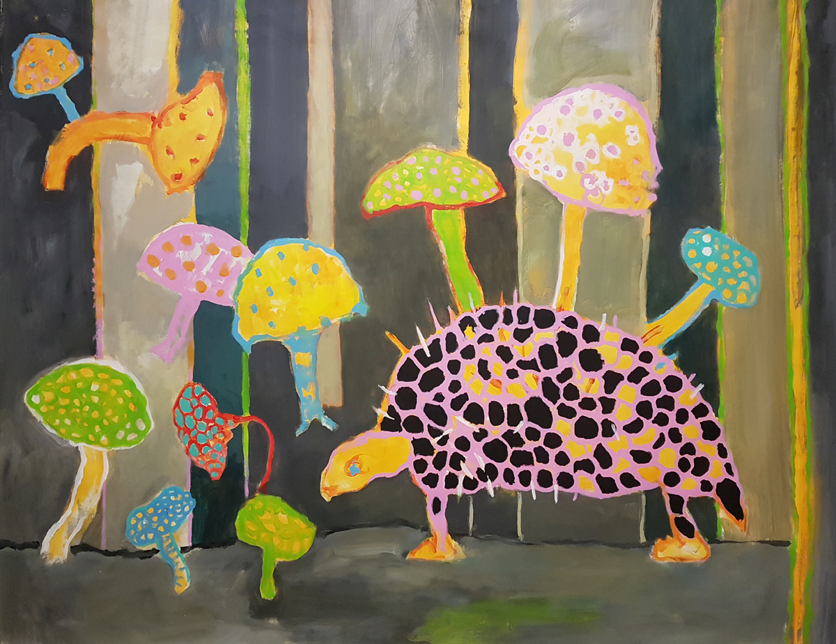 Der Igel. Acrylics on canvas, 150 x 170 cm, 2019