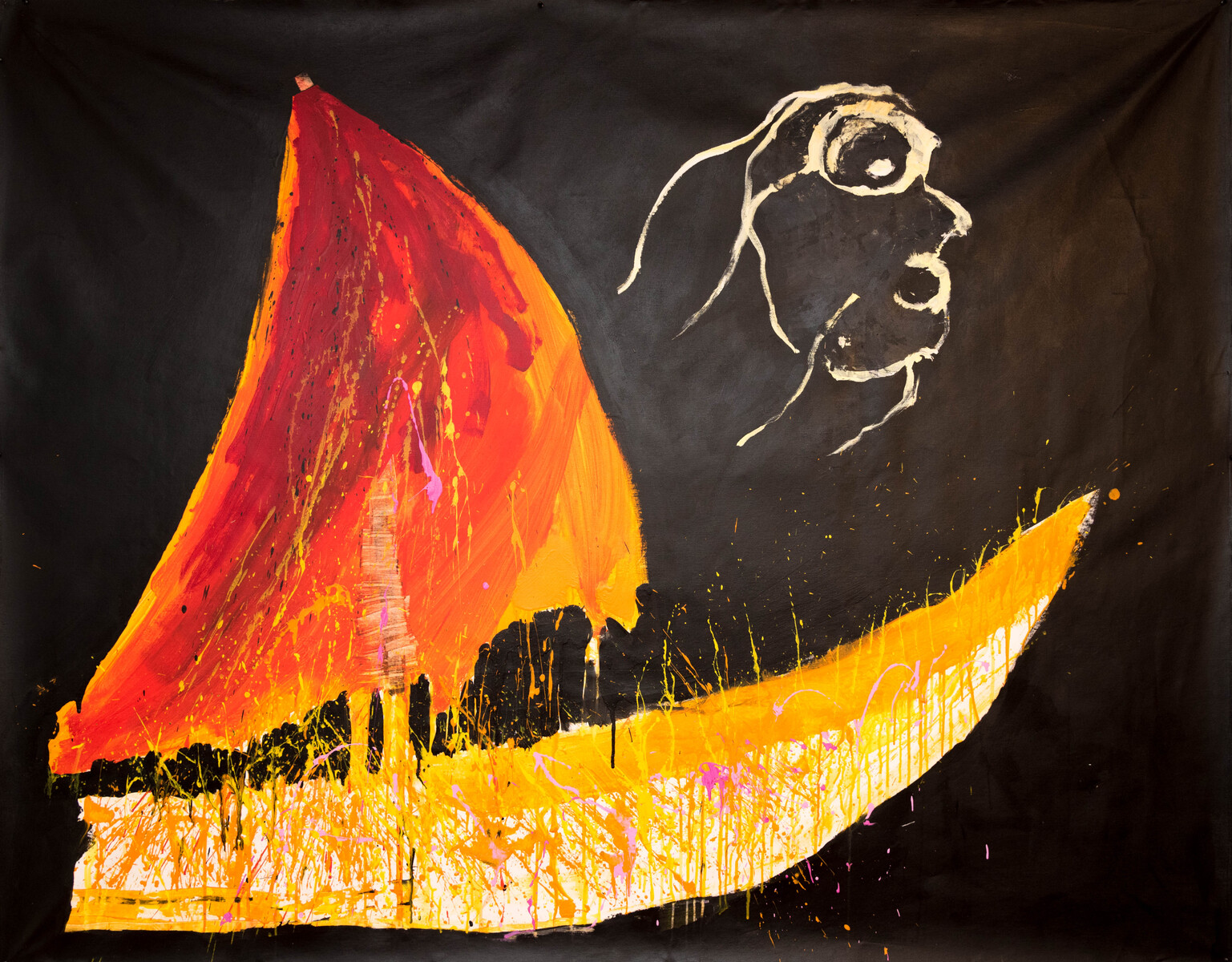 The Flying Dutchman. Acrylics. 170 x 210 cm. 2021 Acrylics. 210 x 170 cm. 2021